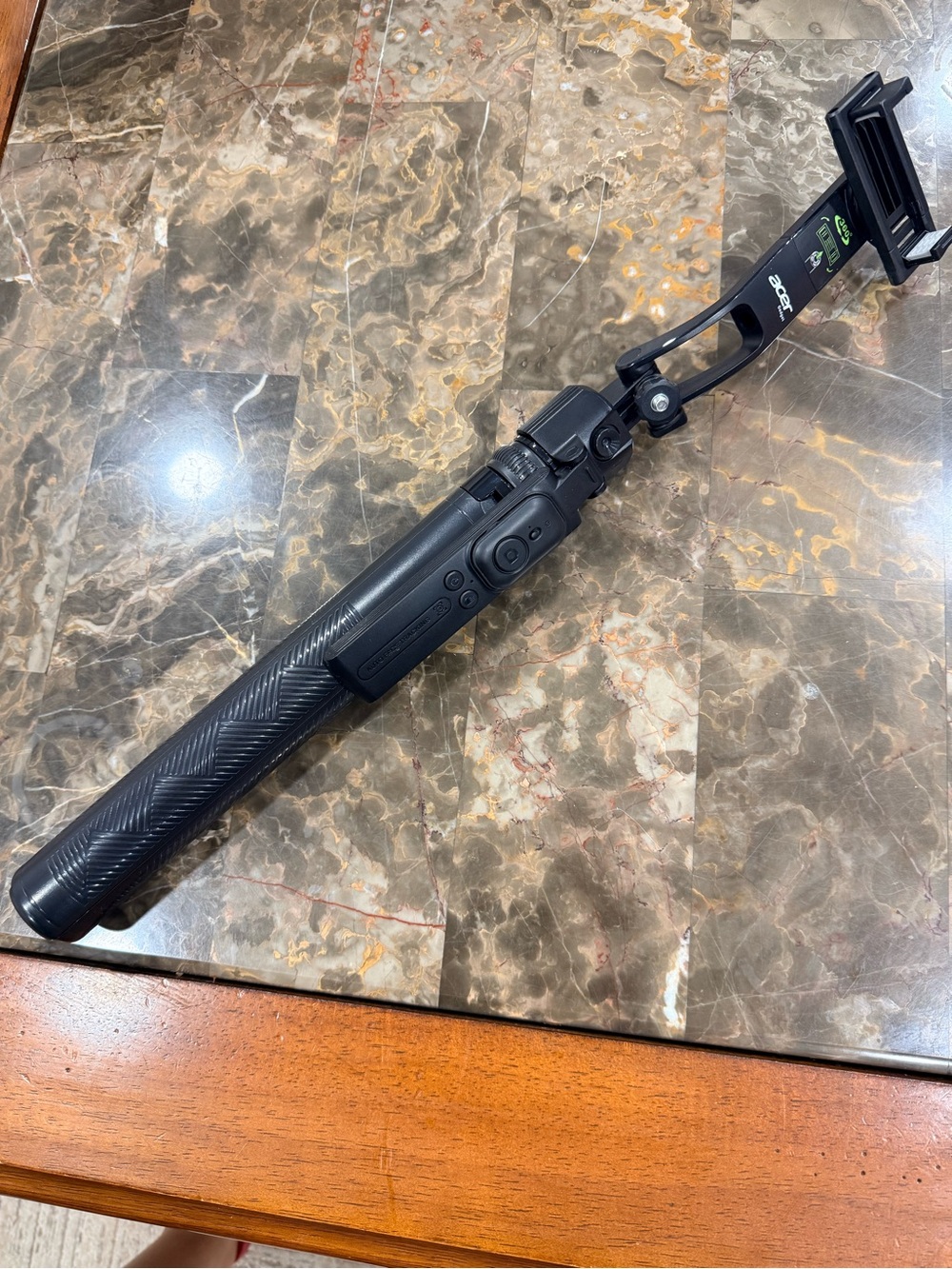 Black Selfie Stick with Built-In Remote